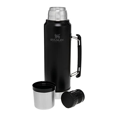 Stanley Classic Legendary Thermosflasche 1L - Thermos Hält 24 Stunden Heiß Oder Kalt - Edelstahl Thermoskanne - BPA-Frei - Spülmaschinenfest - Matte Black