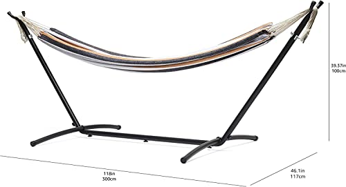 Amazon Basics Hängematte mit Gestell, Stoff, One Size, 117 cm x 300 cm x 100 cm, Mehrfarbig