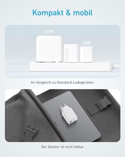 Anker 20W USB C Ladegerät, iPad Netzteil, USB-Schnellladenetzteil, iPad Ladegerät, Kompatibel mit iPhone 16/15/iPhone 15 Plus/iPhone 15 Pro/iPhone 15 Pro Max/iPad und mehr (mit 150cm USB-C Kabel)