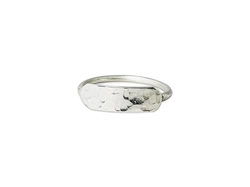 Gehämmerter Ring, Sterling Silber ring 925, handgemachter Ring, Boho Ring, gehämmerter Flachstab ring, einfacher Ring, Ring Frau, Schmuck für Sie (61 (19.4))