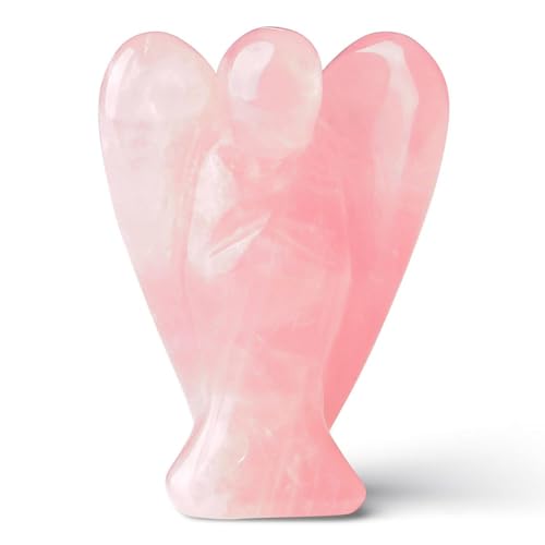 QINJIEJIE Rosenquarz Engel Figur Kristall Schutzengel Geschenk Edelsteine Kristalle Angel Schutzengel Statue Reiki Guardian Angel Handschmeichler Wächter Angel Deko