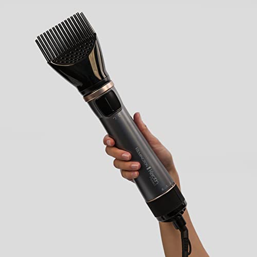 Remington Warmluftbürste rotierend [automatisch] Keratin Protect (inkl.3 Aufsätze: 2 Rundbürsten+Haaransatz-Booster für mehr Volumen) + Haarklammern, Keramikbeschichtung mit Mandelöl, AS8811,Grau