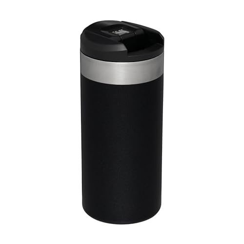 Stanley Aerolight Transit Travel Mug 0.35L - Keeps 4 Hours Hot - 6 Hours Cold - Dishwasher Safe - Leakproof - Car Cup Holder Compatible - Insulated Coffee Cup - Black Metallic