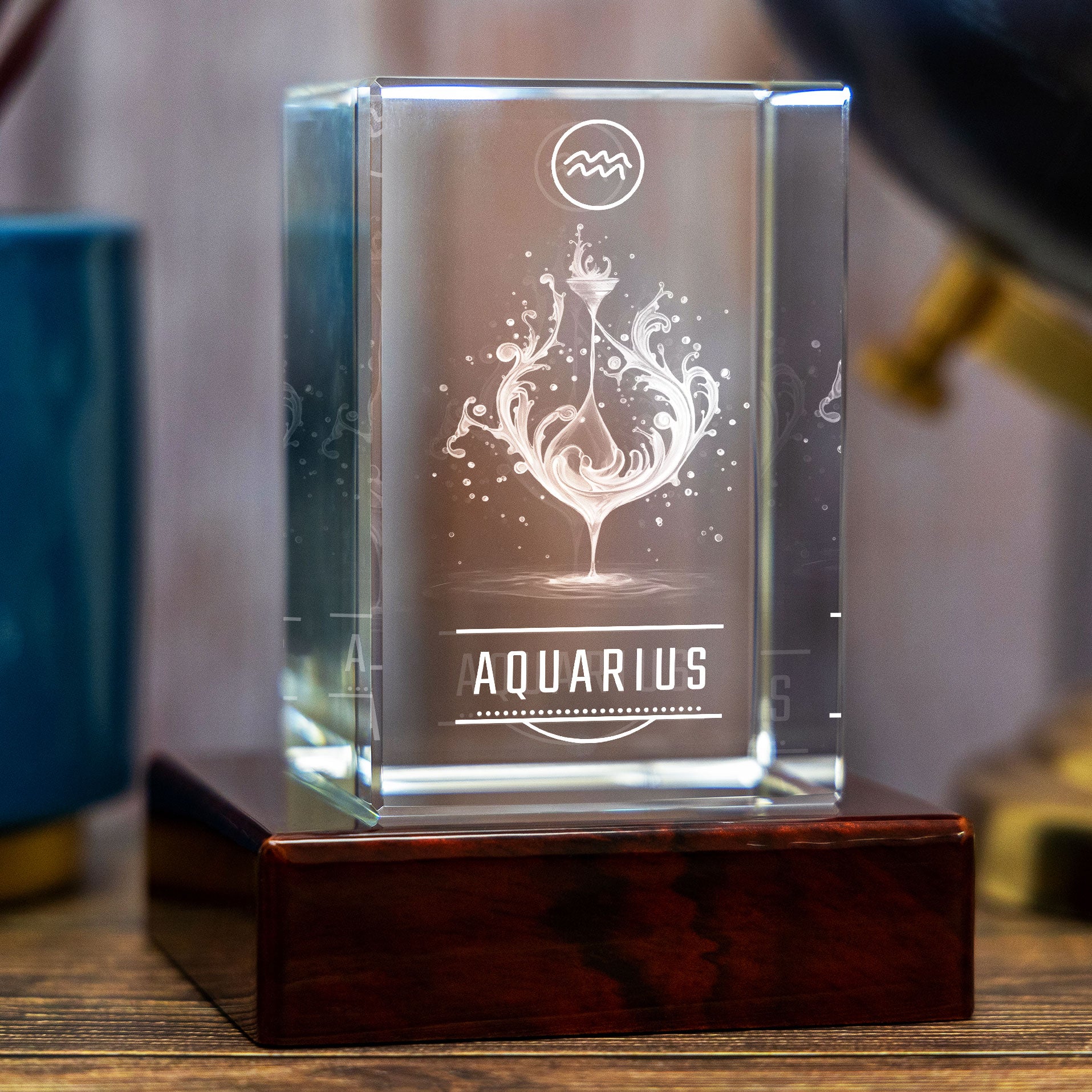 3D Aquarius Zodiac Sign - Rectangle - Small - Image 1