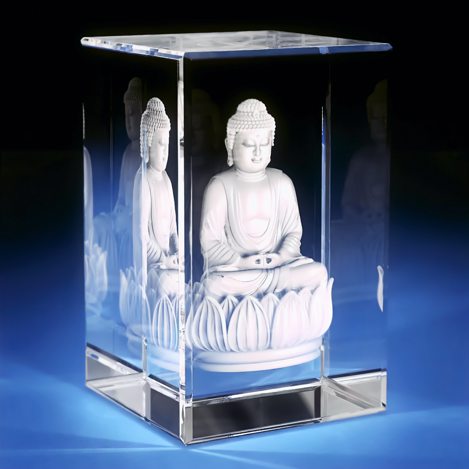 3D Buddha Engraving Crystal - Rectangle - Large - Image 1