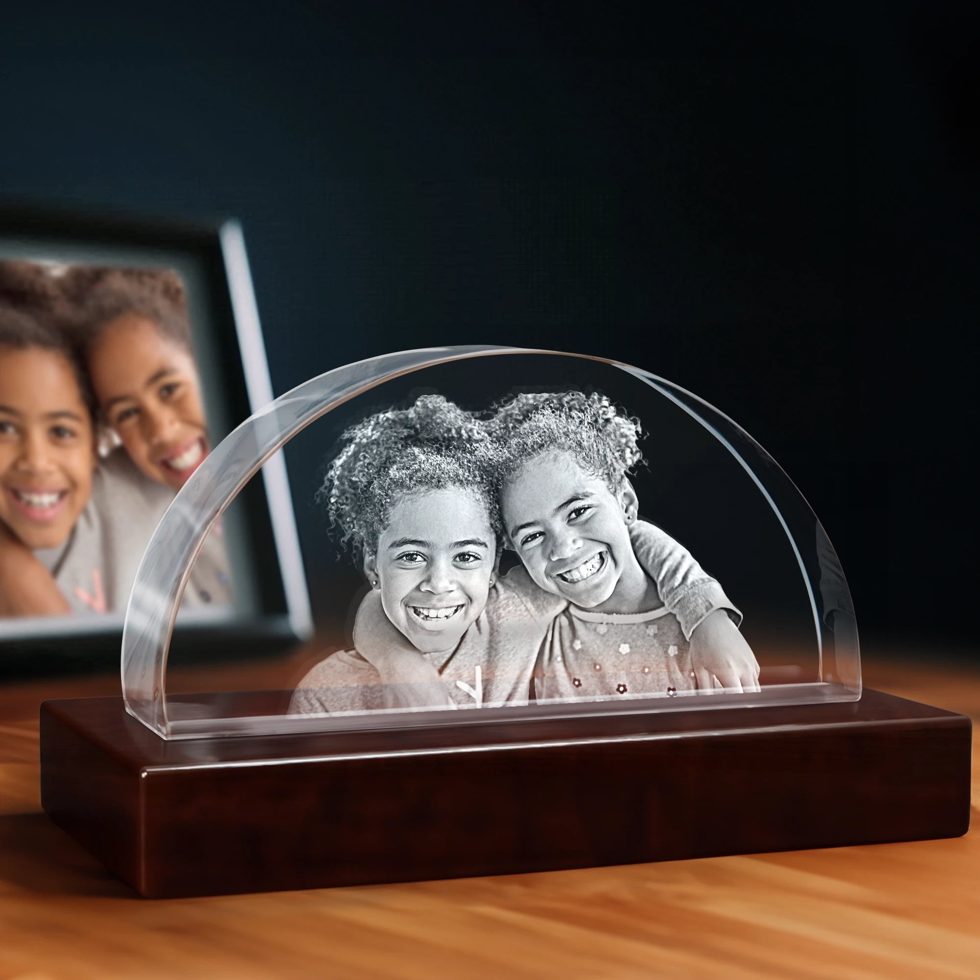 3D Crescent Crystal Engraving - Arc - 4K HD / Small - Image 1