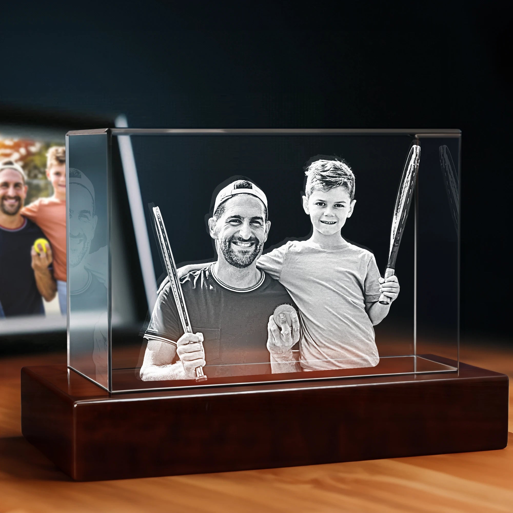 3D Crystal Engraving for Dad - Rectangle - 4K HD / Medium - Image 1