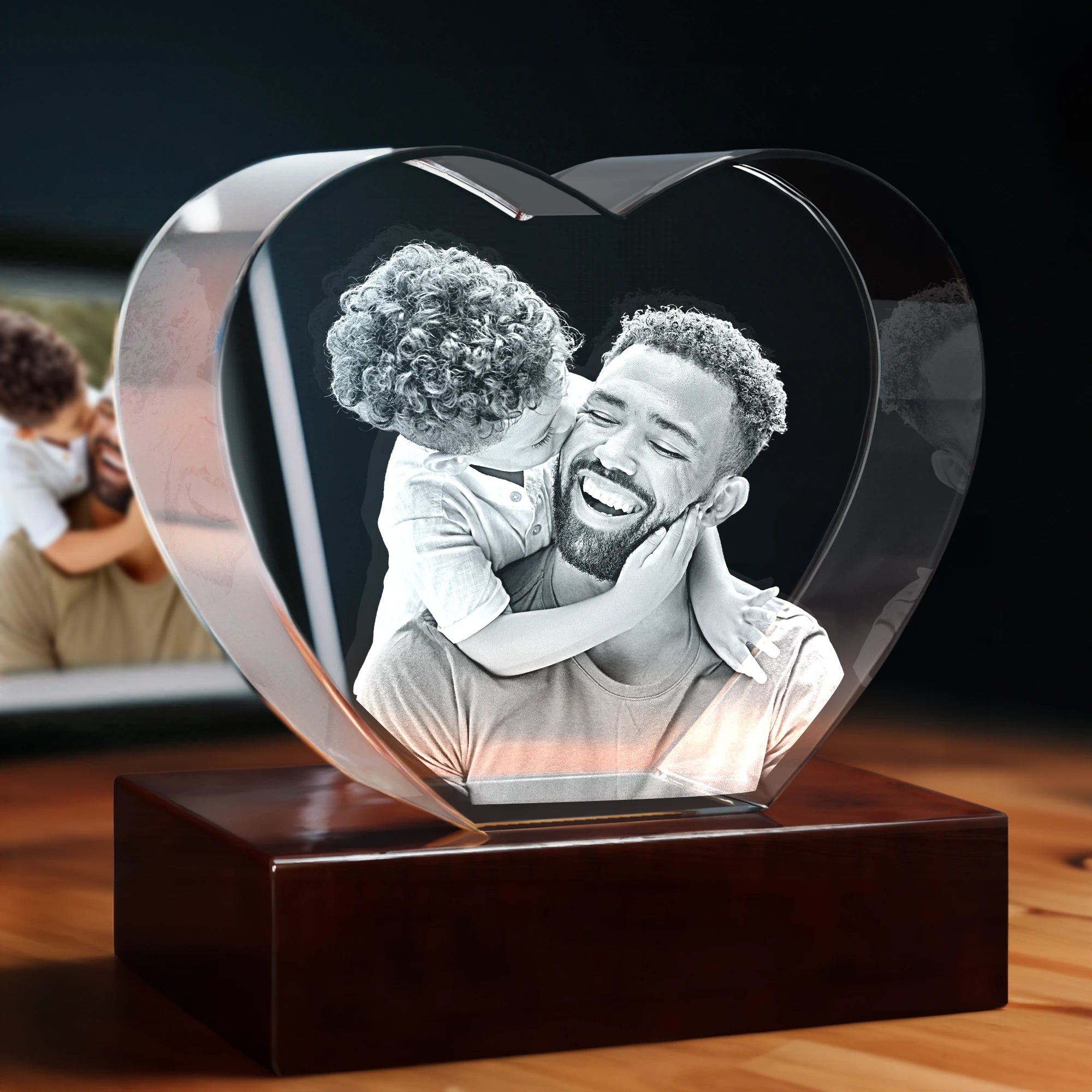 3D Crystal Gift for Dad - Heart - 4K HD / Large - Image 1