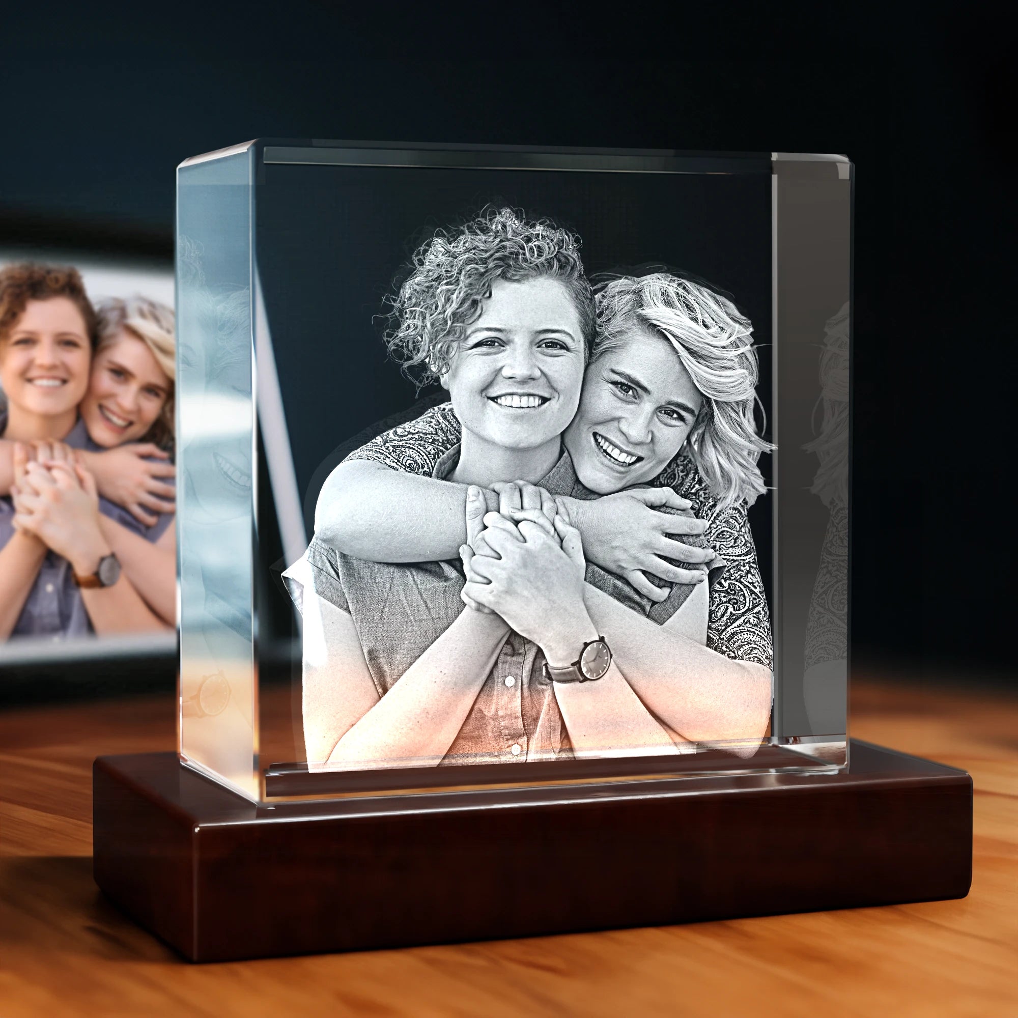 3D Engraving Crystal Valentine's Day - Square - Standard / Mini - Image 1