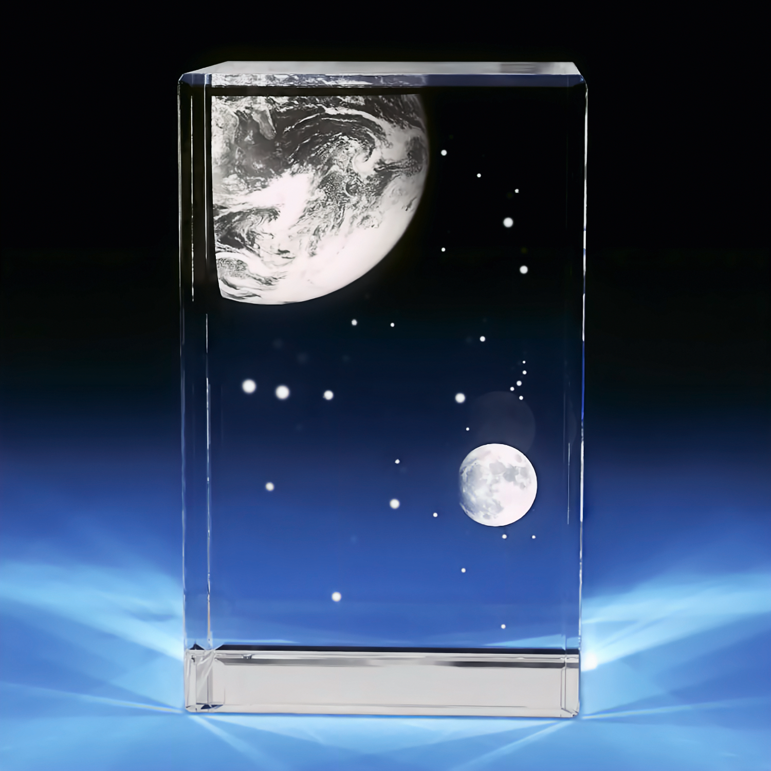 3D Globe Crystal Engraving - Rectangle - Large - Image 1