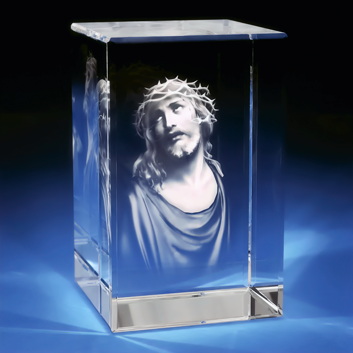3D Jesus Engraving Crystal - Rectangle - XL - Image 1