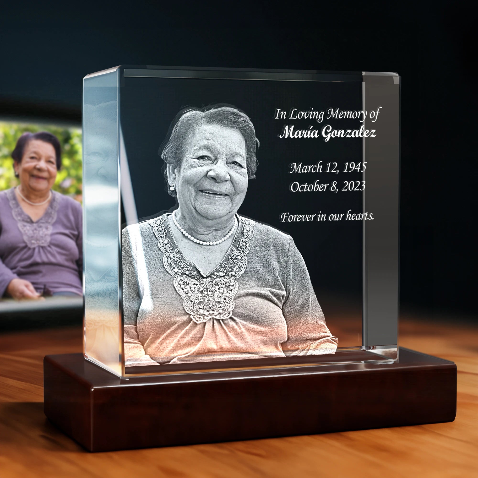 3D Memorial Engraving Crystal - Square - Standard / XL