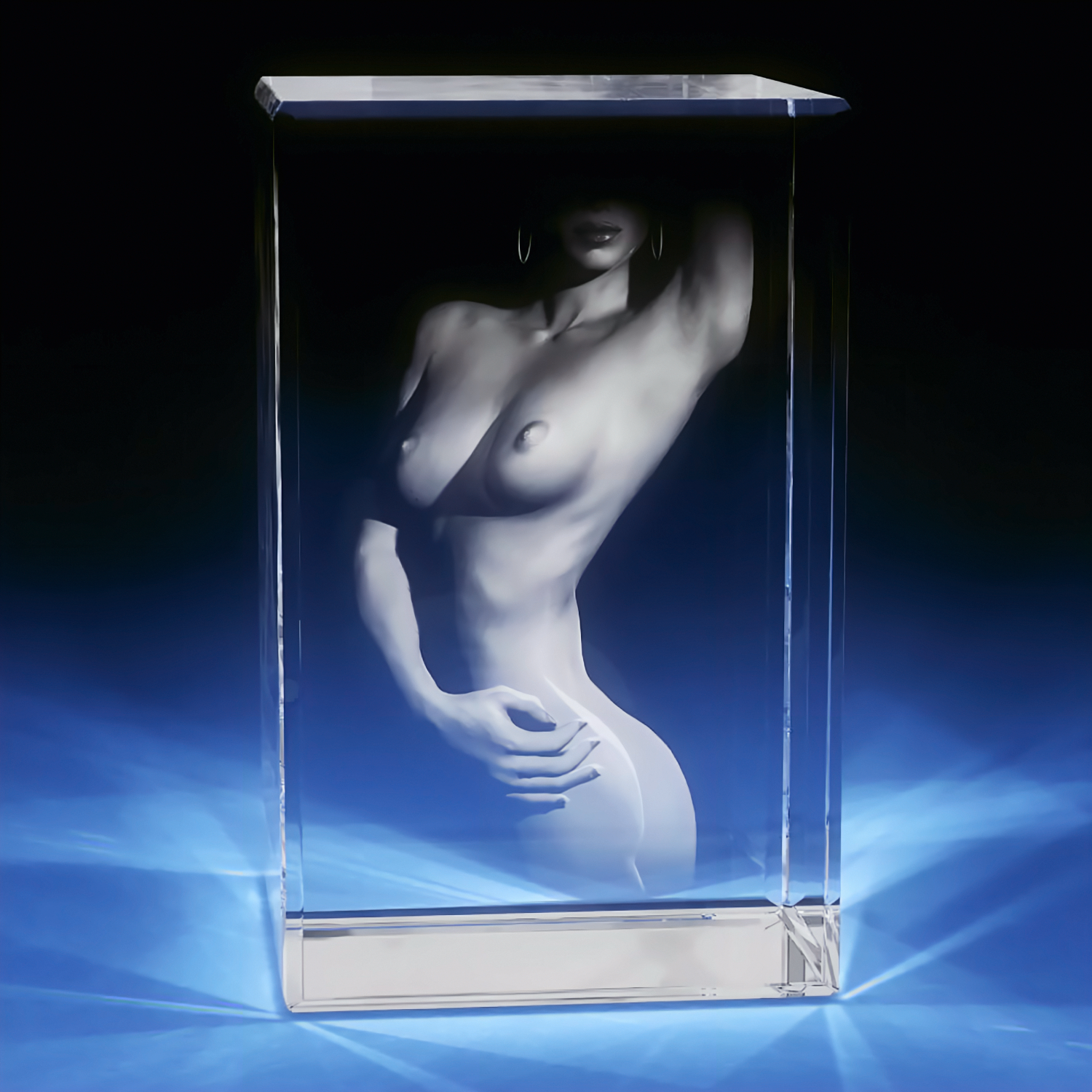3D Nude Engraving Crystal - Rectangle - Small - Image 1
