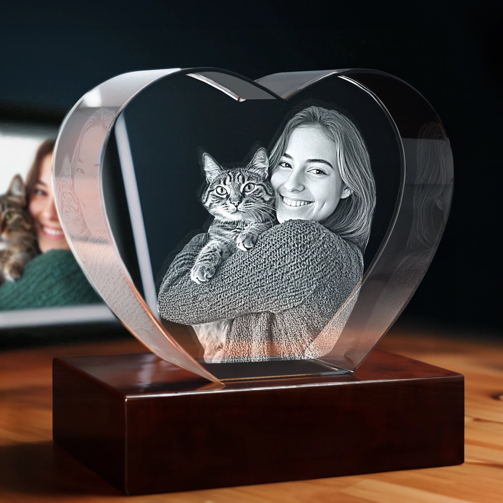3D Pet Crystal Engraving - Heart - 4K HD / Small - Image 1