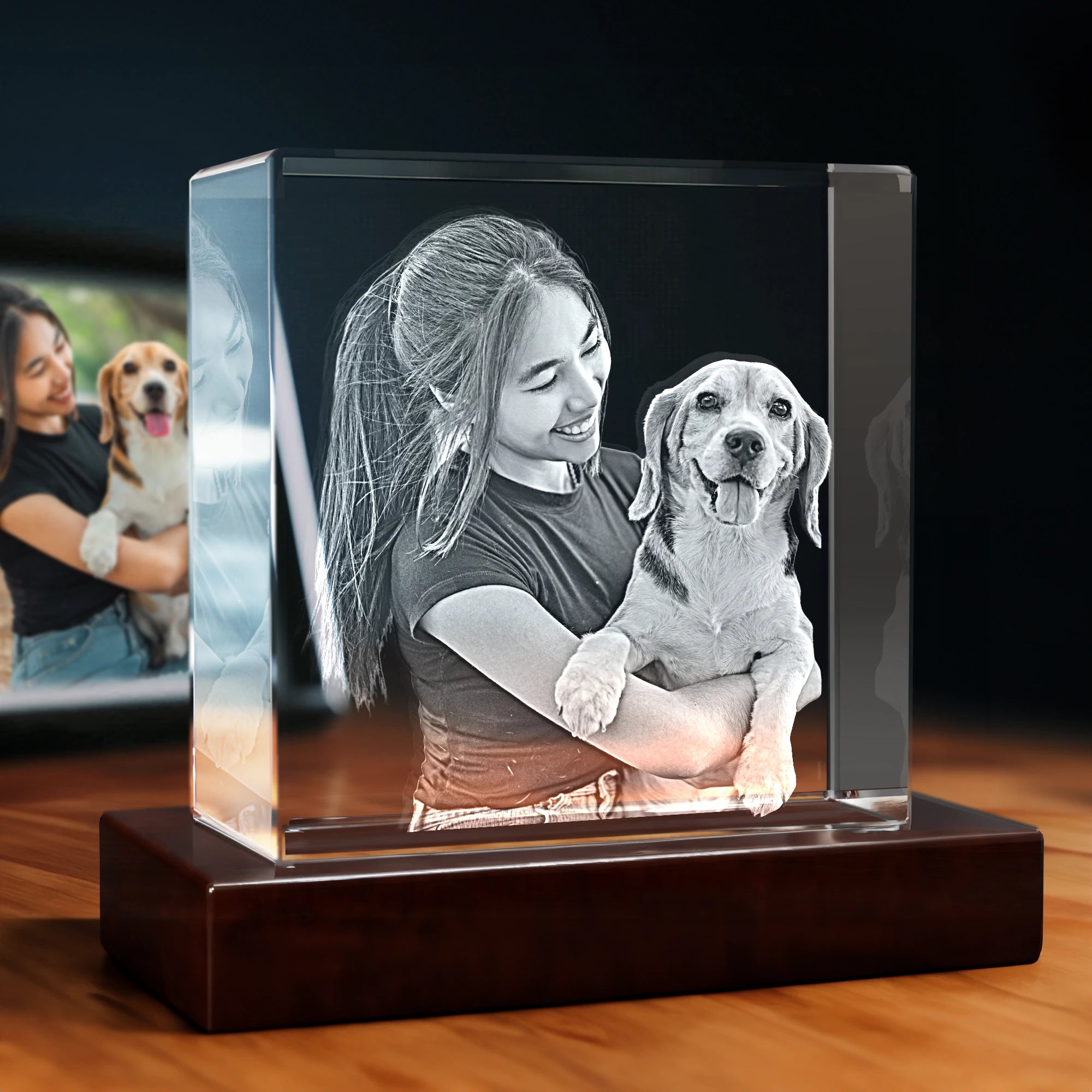 3D Photo Engraving Crystal - Square - Standard / Large - Image 1