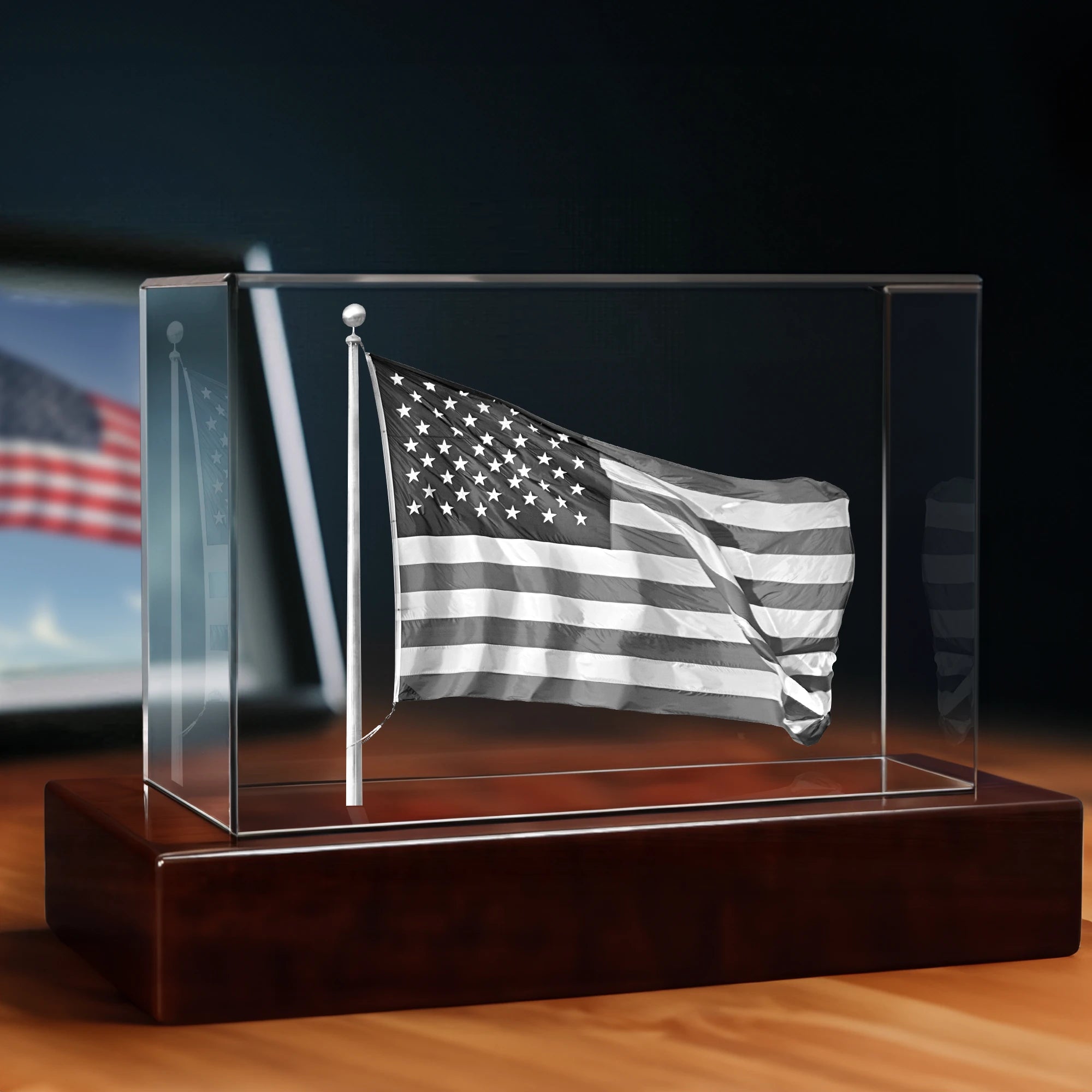 3D Political Engraving Crystal - Rectangle - Standard / Small - Image 1