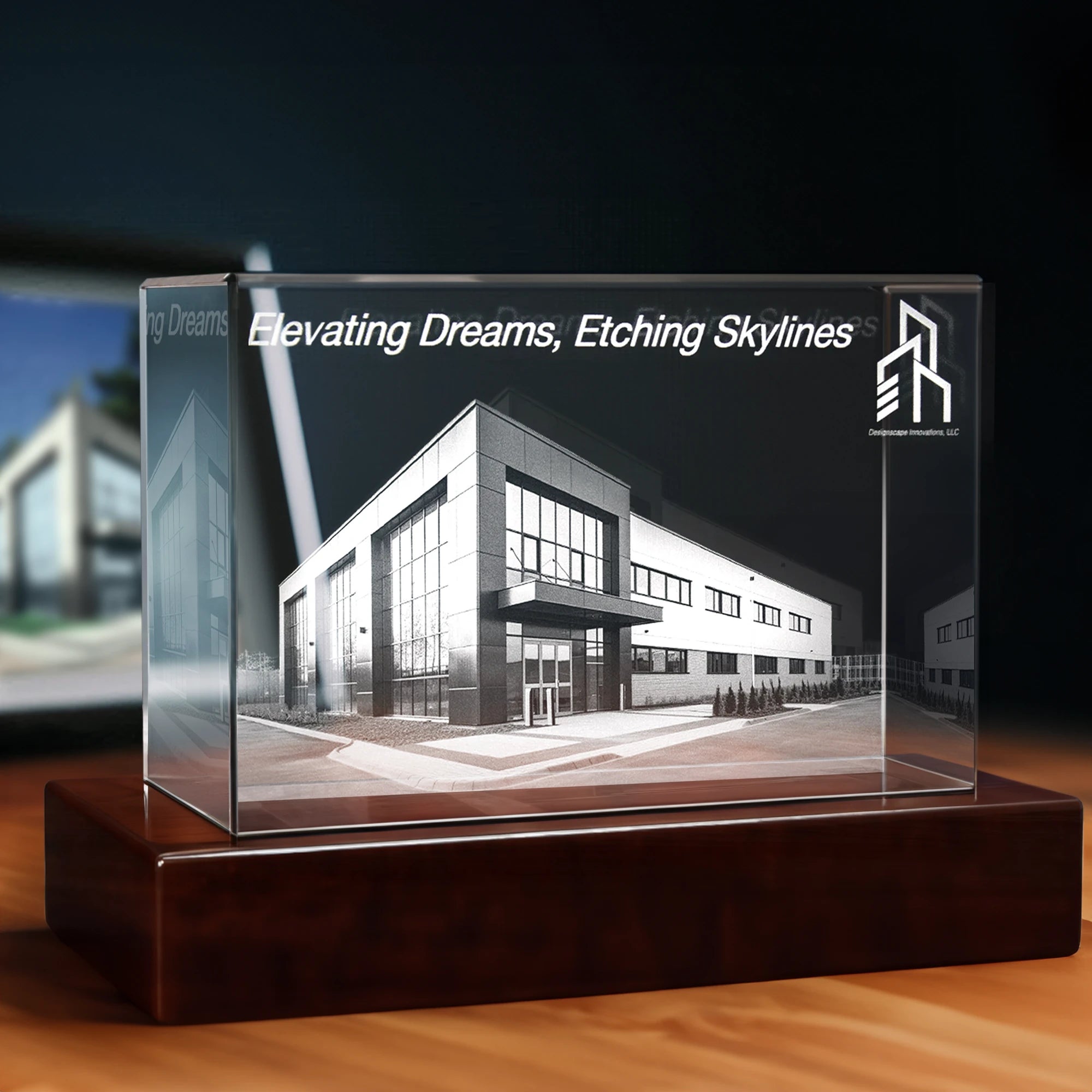 3D Realtor Engraving Crystal - Rectangle - Standard / XL - Image 1