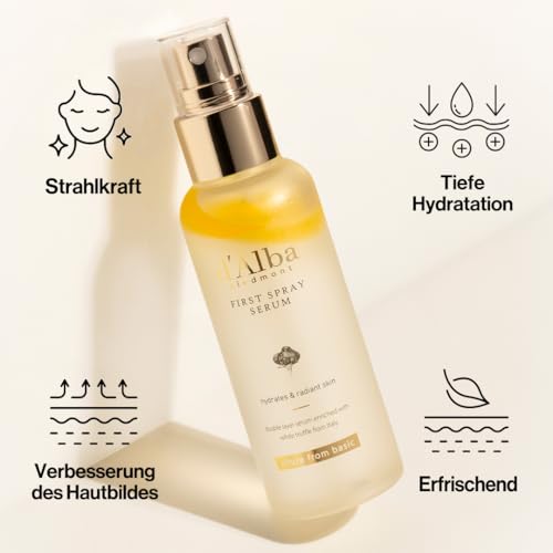 d'alba Italian weiß Trüffel First Spray Serum Sprühen Serum, Feuchtigkeitsspendendes-GesichtsSprühen, Tensidfreies, Sprühen für Strahlende Haut, Hautberuhigendes, Vegan, Koreanische Hautpflege (100ml)