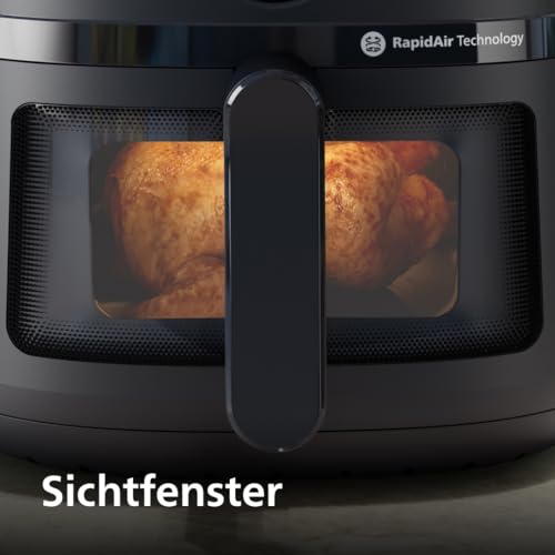 Philips Airfryer 2000 Serie – 13 Zubereitungsmöglichkeiten, 6,2 l, kompaktes Design mit Kochfenster, RapidAir-Technologie, Braten mit bis zu 90% weniger Fett, leicht zu reinigen (NA230/00)