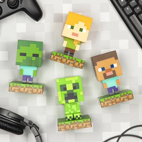 Minecraft Creeper Light, 3D Lamp - Officially Licensed Night Light - 12 cm Tall, Battery Powered, Gaming Room and Bedroom Decor for Minecraft Gamers | Paladone, Green