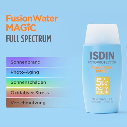 ISDIN Fusion Water Magic LSF 50 | Sonnencreme für das Gesicht zur täglichen Anwendung | Ultraleichte Textur, 50 ml