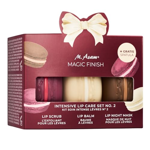 M. Asam MAGIC FINISH Intensive Lip Care Set (3 x 8,5 g), Lippenpflege Set mit Lip Scrub, Lip Balm & Lip Mask, Beauty-Geschenkset im Macaron Design Mit Mini Spatel, Pflege für geschmeidige Lippen