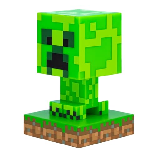 Minecraft Creeper Light, 3D Lamp - Officially Licensed Night Light - 12 cm Tall, Battery Powered, Gaming Room and Bedroom Decor for Minecraft Gamers | Paladone, Green