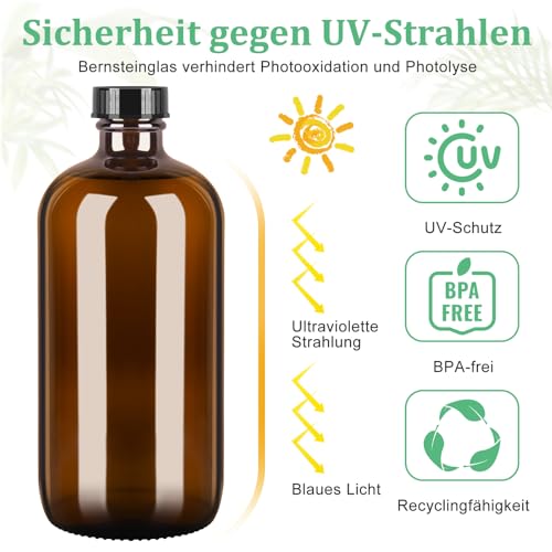 BELICOO 3 Stk 480ml Sprühflasche, Glas Pflanzensprühflasche, Sprühflaschen für Reinigung, Pflanzen, ätherische Öle, Haarpflege, nachfüllbare leere Sprühflasche mit justierbarer Düse für Spritz