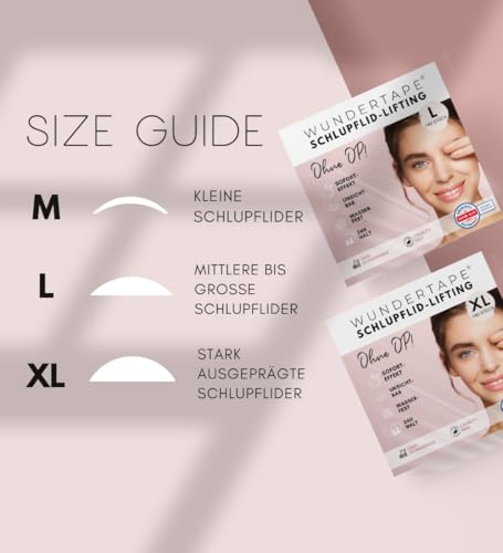 WUNDERTAPE Schlupflider Stripes unsichtbar Schlupflid-Tape Streifen zum Augenlid-Lifting ohne OP! (wasserfest, 24h Halt, double eyelid tapes) Augenlid-Tape (M + L + XL)
