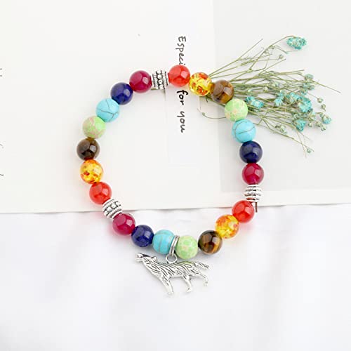 MYOSPARK Wolf Beads Bracelet - Wolf Lover Gifts for Teen Girls (UK)