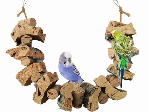 Vogelschaukel, Knabberseil mit Korken und Korkrinde, Korkseil 60 cm, Wellensittich, Papageien, Nymphensittich