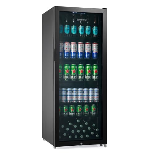 Subcold MAXI250LED Tall Drinks Fridge with Glass Door | 237L Upright Can Cooler | Ideal for Home Bars, Kitchens, and Entertaining Spaces (Black)