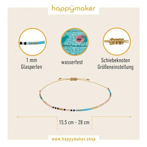 happymaker - Armbänder für Frauen und Mädchen, handgefertigt aus Miyuki Perlen mit Geschenkverpackung, Freundschaftsarmband 3er Set für beste Freundinnen