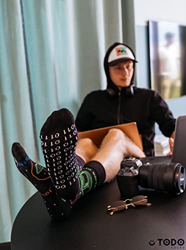 TODO Lustige Socken Damen und Herren, Coole Socken mit Motiv - Bunte, Mehrfarbige, Verrückte (43-46, Informatiker)