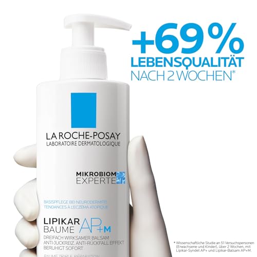 La Roche Posay Bodylotion für trockene, zu Neurodermitis neigende Haut, Stärkt Mikrobiom, Mildert Juckreiz, Mit Niacinamid und Sheabutter, Lipicar Baume AP + M, 400 ml