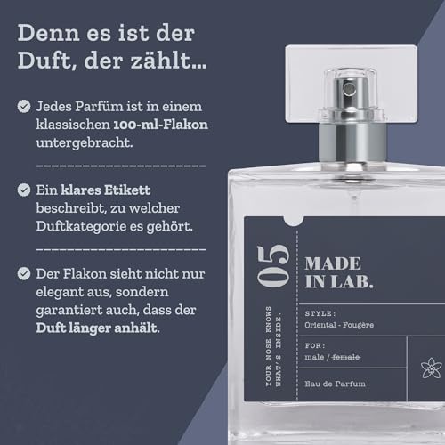 MADE IN LAB - Parfüm für Herren, 100 ml Eau de Parfum, Inspiriertes Pendant, Duft für Männer - 153 Aventtus Menn