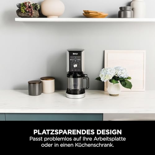 Ninja CREAMi Deluxe Eismaschine mit 3 Behältern, 10 Funktionen, Dessert & Ice Cream Maker für Eiscreme, Sorbet, Frozen Joghurt, Milchshakes, Slushi, 2-in-1 Geschmacksoption, Silber, NC501EU