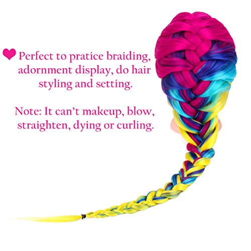 TopDirect 80cm/31.5 Zoll Übungskopf Frisierkopf Friseur 100% Synthetisches Haar Perückenkopf Puppenkopf Trainingsköpfe Friseurkopf Ausbildung Kopf mit Halter + DIY Haare Frisuren Set