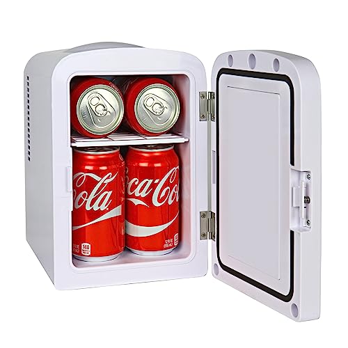 Koolatron 6L Cosmetic Mini Fridge for Bedrooms 12V Compact Portable Vanity Small Car Refrigertor for Makeup Skincare Beauty Fridges with Dimmable LED Light Mirror Ideal for Girls Kids Desk Home White