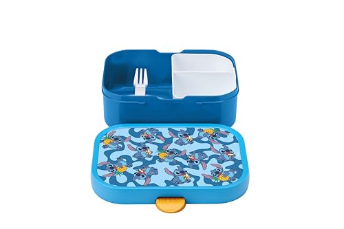 Mepal - Lunchbox Campus - Bento Lunchbox für Kinder - Brotdose mit Bento-Fach & Gabel - Meal Prep Box mit Clip-Verschluss - BPA-frei & Spülmaschinenfest - 750 ml - Stitch