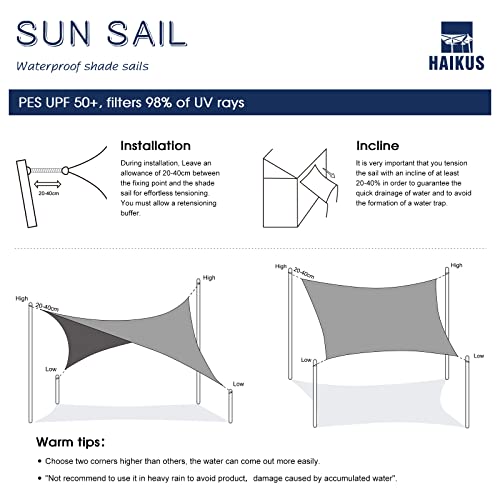 HAIKUS Sonnensegel Wasserdicht Rechteckig 2x3m Sonnenschutz Wasserabweisend Premium PES Polyester mit UV Schutz für Balkon Garten Terrasse Creme 3x2m