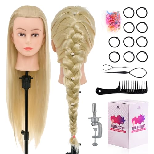 Neverland Beauty 30 Zoll Frisierkopf 100% Synthetisches Haar Trainingsköpfe für Friseure Ausbildung Kopf Puppenkopf zum Frisieren mit Haare Zubehör und Tischklemme(Beige)