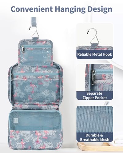 Kulturtasche Damen - Kulturtasche Zum Aufhängen, Kulturbeutel für Damen & Herren Kosmetiktasche - Waschtasche (Flamingo)