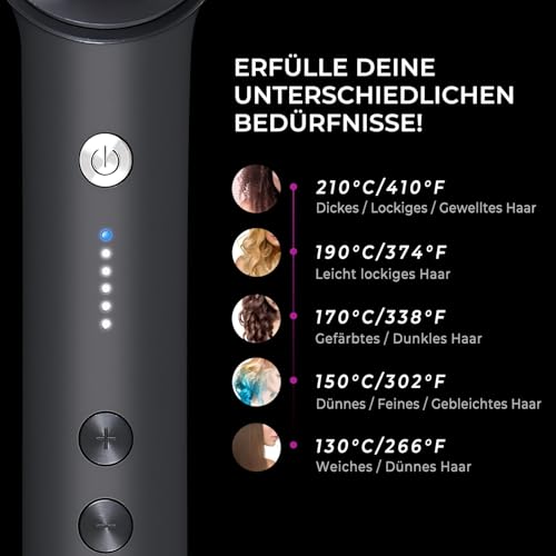 TYMO RING Glättbürste, Verbrühungsschutz Glätteisen, Glättungskamm verhindert Haarziehen, 25s Schneller Keramikerwärmung, Professioneller Haarglätter zum Glätten, 5 Wärmestufen, 130°C-230°C, Schwarz