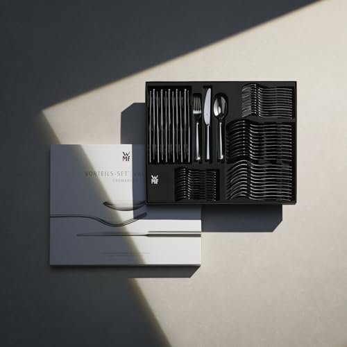 WMF Boston Besteck Set 12 Personen, Essbesteck 60 teilig, Monobloc-Messer, Cromargan Edelstahl poliert, glänzend, spülmaschinenfest