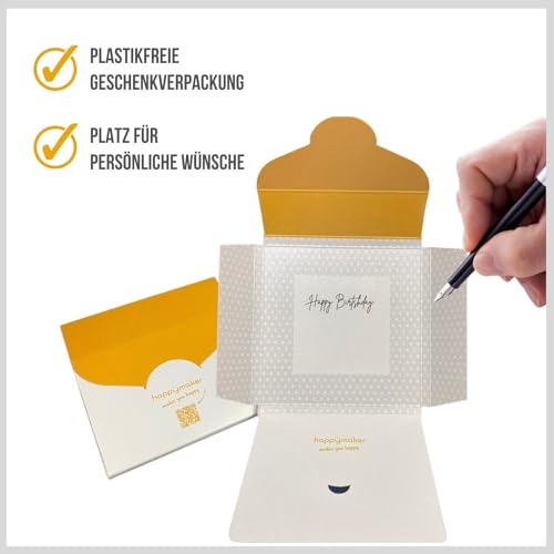 happymaker - Mondstein Armband Damen, handgefertigt in Deutschland, Edelstein Armband mit Goldperlen und exklusiver Geschenkverpackung, Freundschaftsarmbänder Set für die beste Freundin