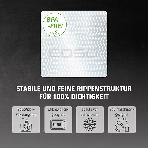 CASO 8 Sterne Profi- Folienbeutel 20x30 cm / 50 Beutel, Vakuumierbeutel für alle Vakuumierer, sehr stark & reißfest ca. 150µm, Vakuumbeutel Lebensmittel Vakuumiergerät, Sous Vide, BPA-frei