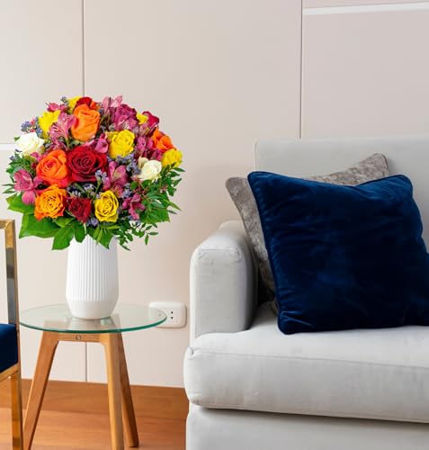 Blumenstrauß Farbtraum, Bunter mit Rosen, Inkalilien und Statice, 7-Tage-Frischegarantie, Qualität vom Floristen, handgebunden, perfekte Geschenkidee