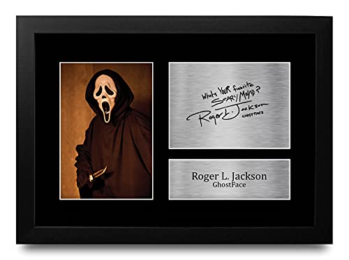 HWC Trading FR Roger L Jackson Scream Ghost Face - A4 Framed Geschenke Gedruckt, Signiert Autogramm Bild Für Film-Erinnerungsstücke-Fans - Eingerahmt