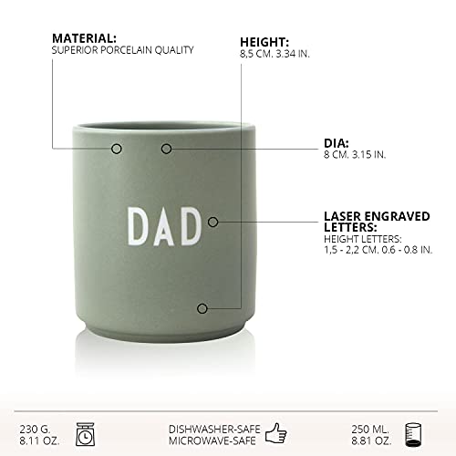 Design Letters Lieblingsbecher Grün DAD Tasse | Papa Tasse | Papa Geschenk Geburtstag, Geschenke für Pappa | Kaffeebecher Porzellan | Dekorativ Kaffeetassen | Werdender Dad Geschenk | Tasse mit Spruch